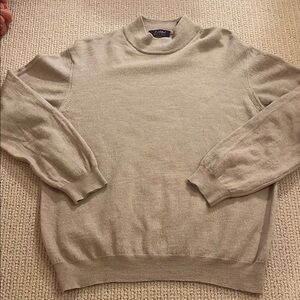 Cozy Tan Crewneck Sweater with Relaxed Fit 100% extra fine merino wool
